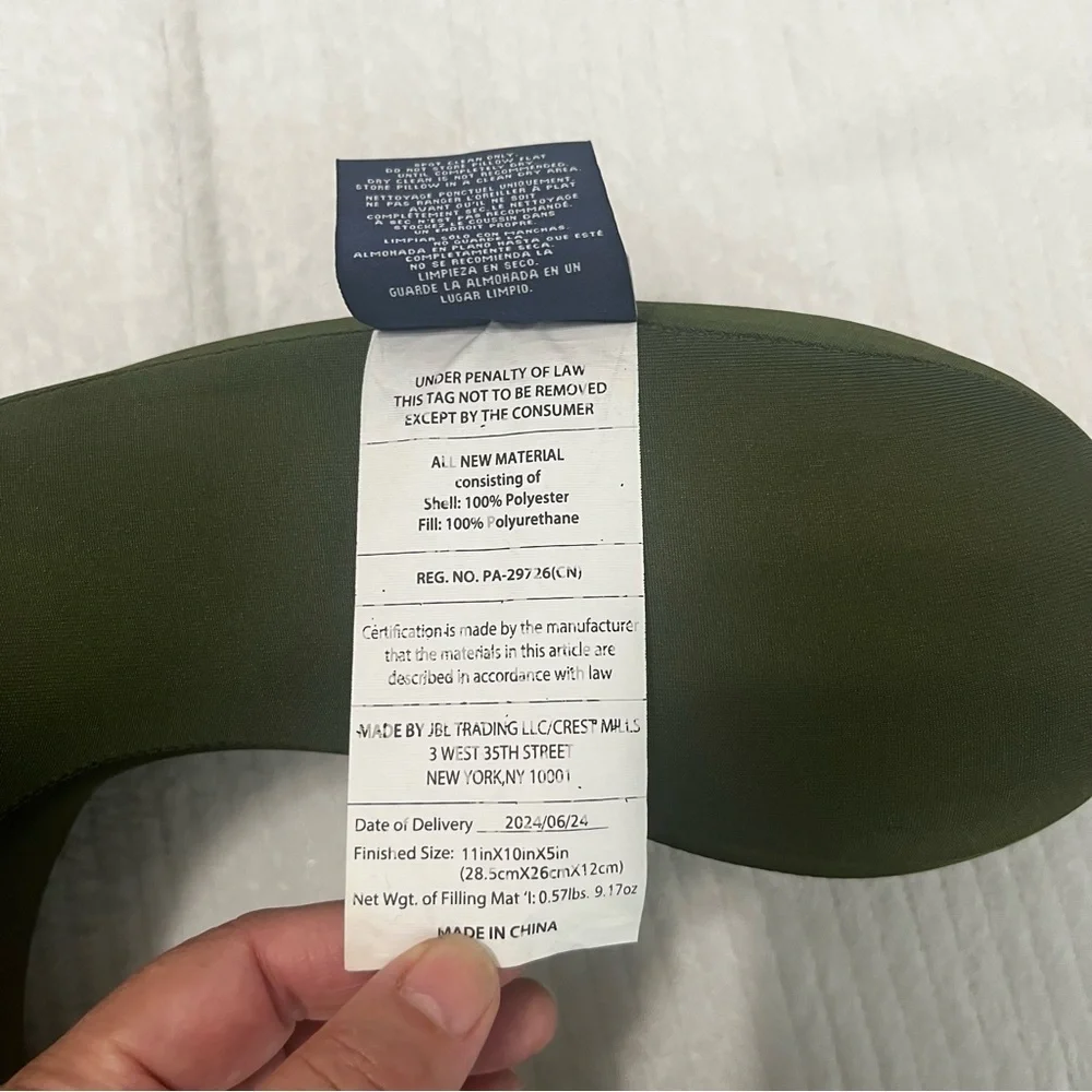 Chaps Green Travel Neck Pillow